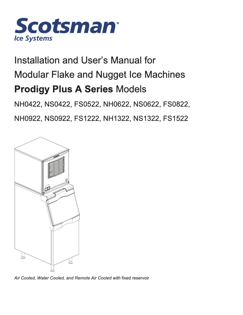 Page n°1 - Manuel utilisateur Scotsman FS0822-A