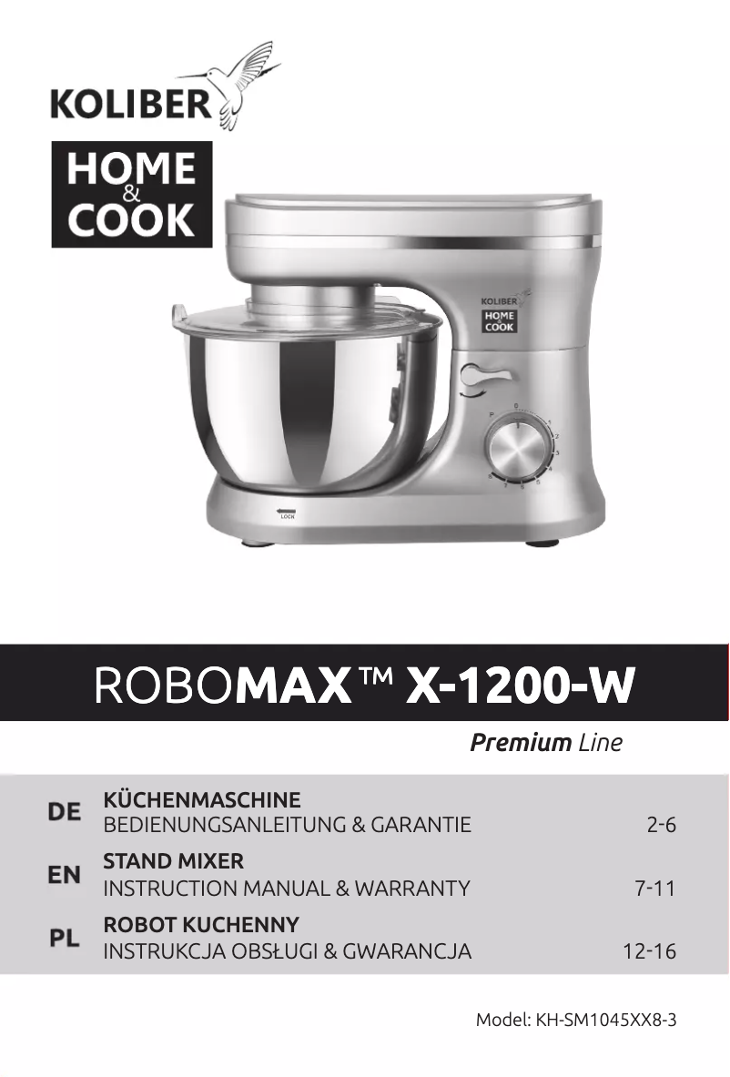 Page n°1 - Manuel utilisateur Koliber ROBOMAX X-1200-W