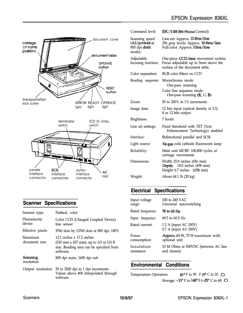 Imagen de la primera página del manual del dispositivo Expression 836XL