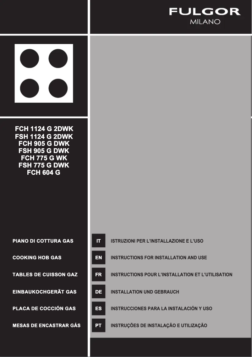 Page n°1 - Guide d'installation Fulgor Milano FCH 604 G