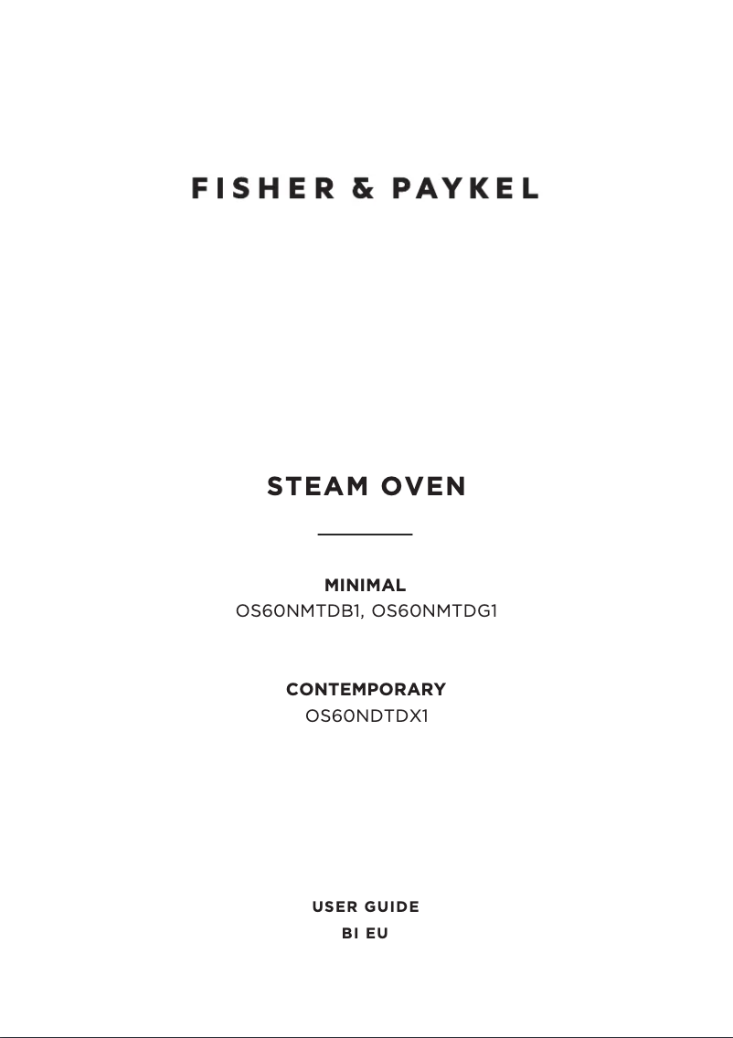Page 1 de la notice Guide d'installation Fisher & Paykel OS60NDTDX1