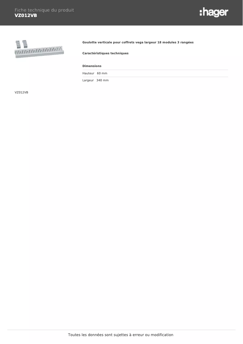 Image de la première page du manuel de l'appareil VZ012VB