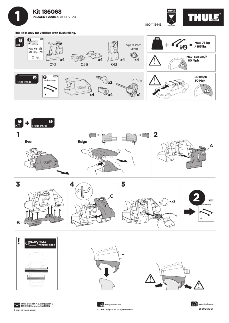 Page n°1 - Manuel utilisateur Thule Kit 186068