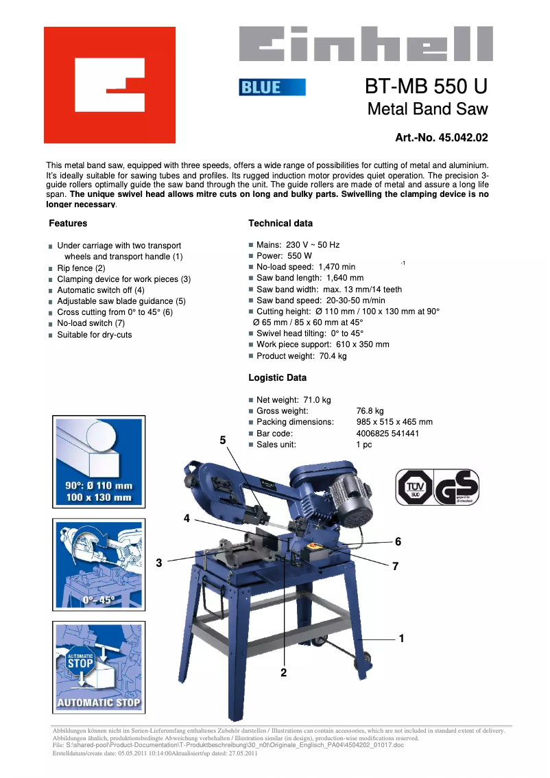 Image de la première page du manuel de l'appareil BT-MB 550 U