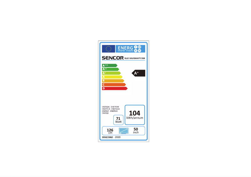 Page n°1 - Label énergétique Sencor SLE 50US600TCSB