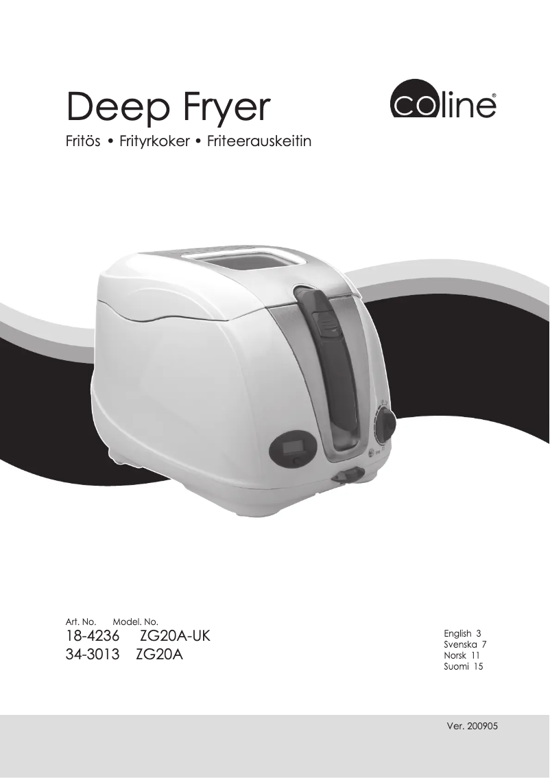 Page 1 de la notice Manuel utilisateur Coline Deep Fryer ZG20A