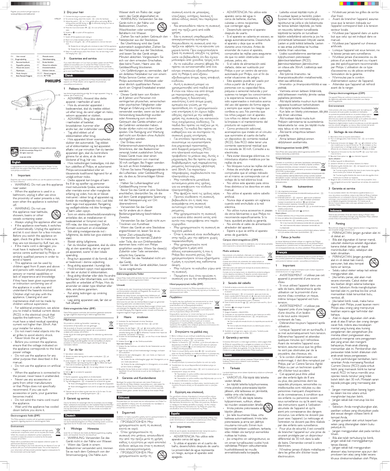 Image de la première page du manuel de l'appareil ThermoProtect HP8229