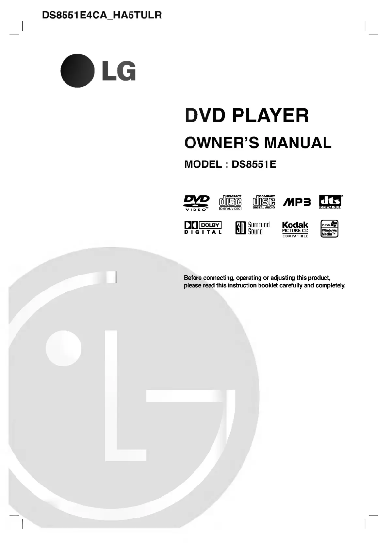 Image de la première page du manuel de l'appareil DS8551E