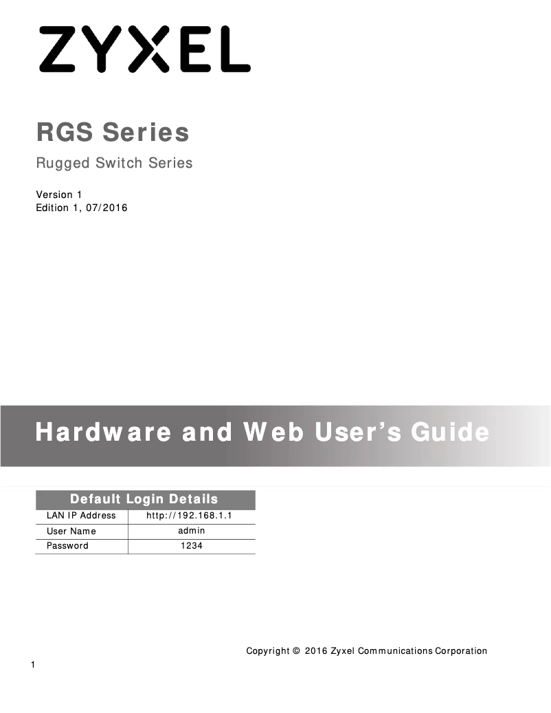 Page n°1 - Manuel utilisateur ZyXEL RGS200-12P