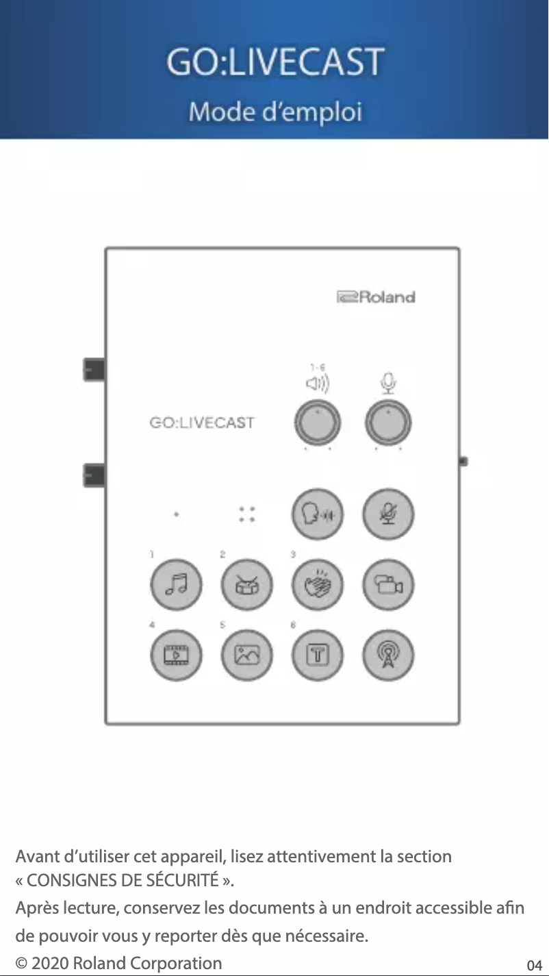 Image de la première page du manuel de l'appareil GO:Livecast