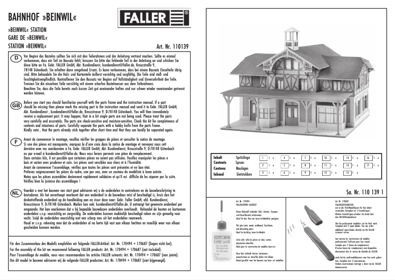 Page n°1 - Manuel utilisateur Faller 110139