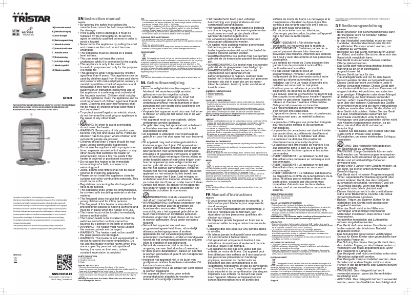 Page 1 de la notice Manuel utilisateur TriStar KA-5024