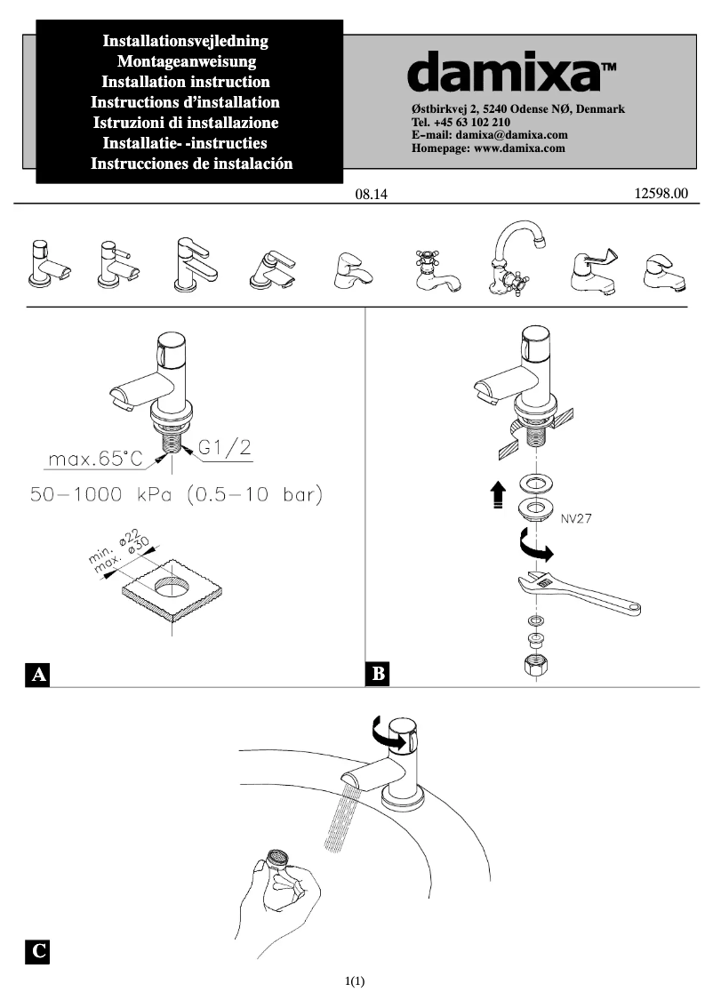 Page n°1 - Manuel utilisateur Damixa 3701400