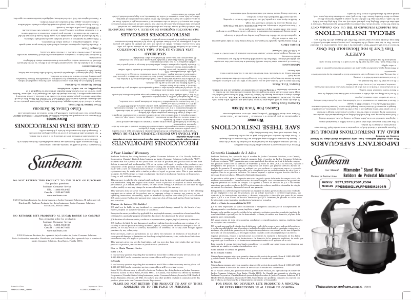 Imagen de la primera página del manual del dispositivo MixMaster 2371