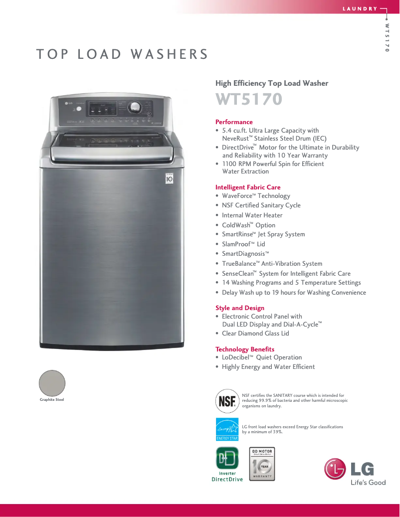 Page n°1 - Fiche technique LG WT5170HV