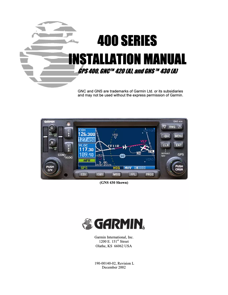 Image de la première page du manuel de l'appareil GPS 400