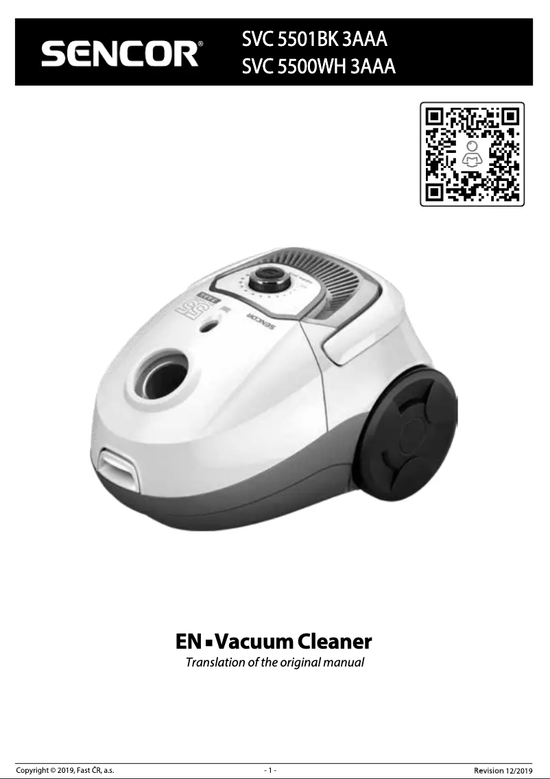 Page n°1 - Manuel utilisateur Sencor SVC 5500WH 3AAA