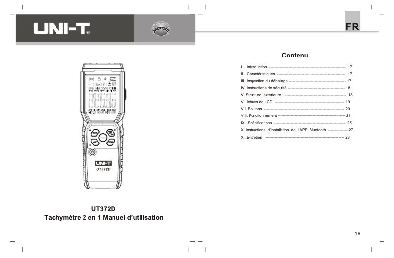 Page n°1 - Manuel utilisateur Uni-T UT372D
