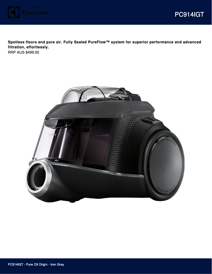 Page n°1 - Fiche technique Electrolux Pure C9 PC91-5IBM