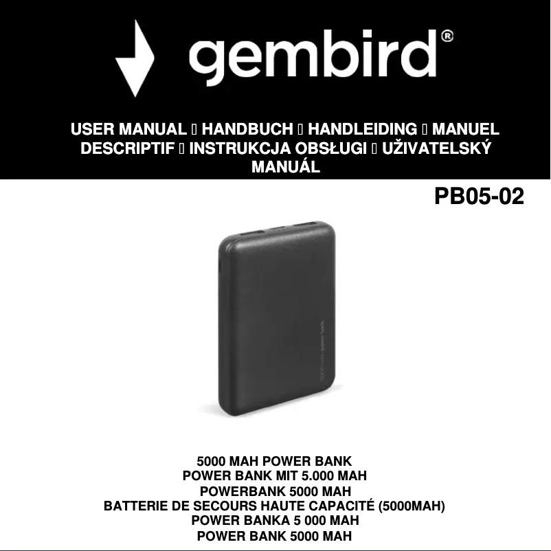 Page n°1 - Manuel utilisateur Gembird PB05-02