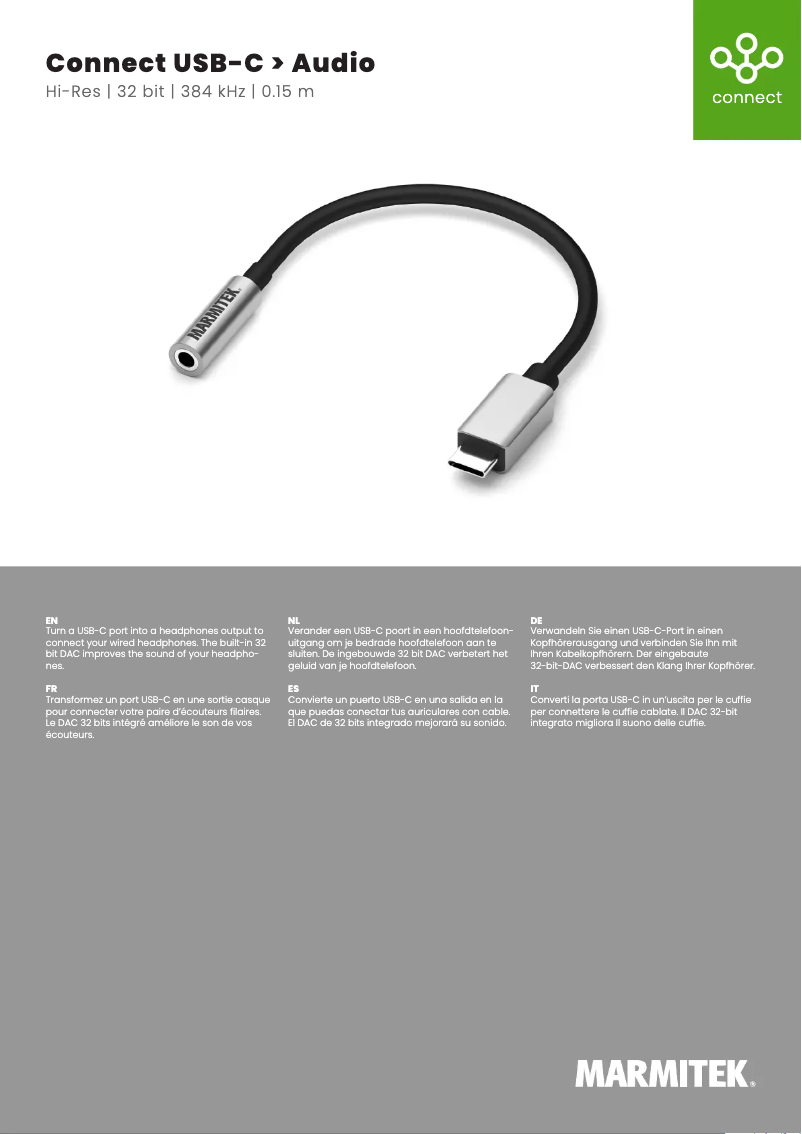 Page n°1 - Fiche technique Marmitek Connect USB C > Audio