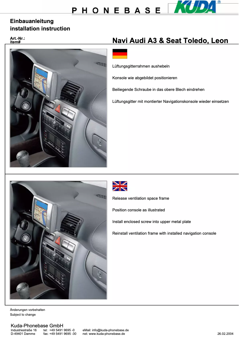 Page 1 de la notice Manuel utilisateur Kuda 293075