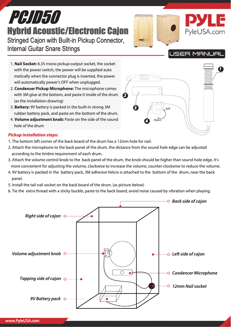Page 1 de la notice Manuel utilisateur Pyle PCJD50