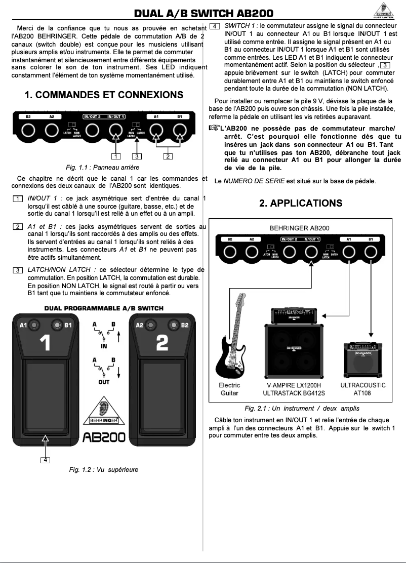 Image de la première page du manuel de l'appareil Dual A/B Switch AB200