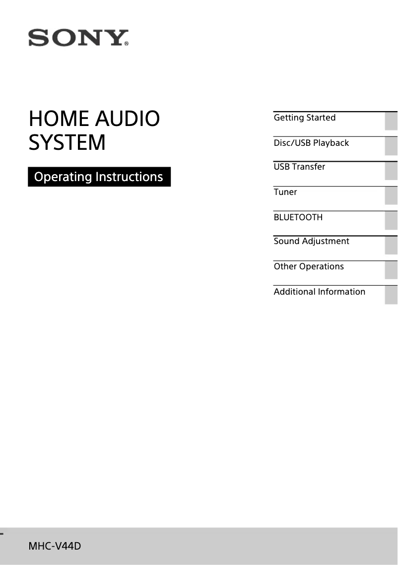 Page 1 de la notice Manuel utilisateur Sony MHC-V44D