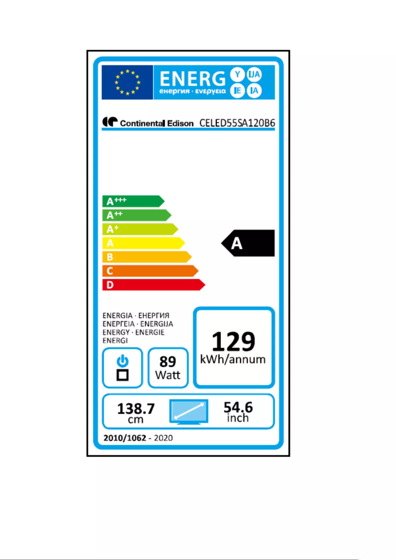 Page 1 de la notice Manuel utilisateur Continental Edison CELED55SA120B6