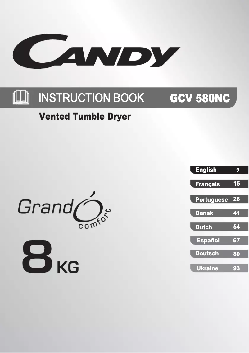 Page 1 de la notice Manuel utilisateur Candy GCV 580NC-S