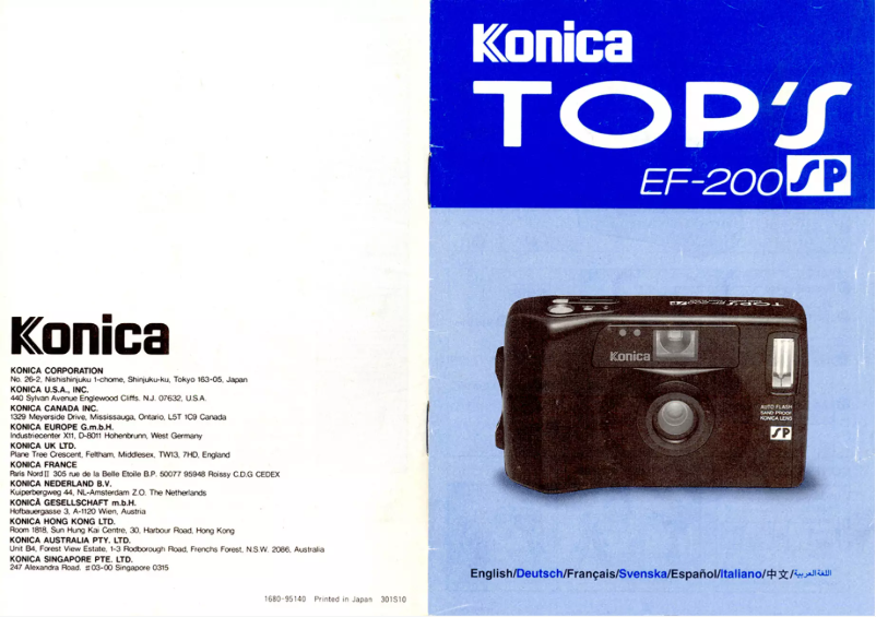 Page 1 de la notice Manuel utilisateur Konica Minolta Top's EF-200