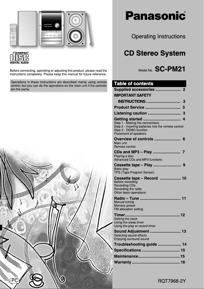Image de la première page du manuel de l'appareil SC-PM21
