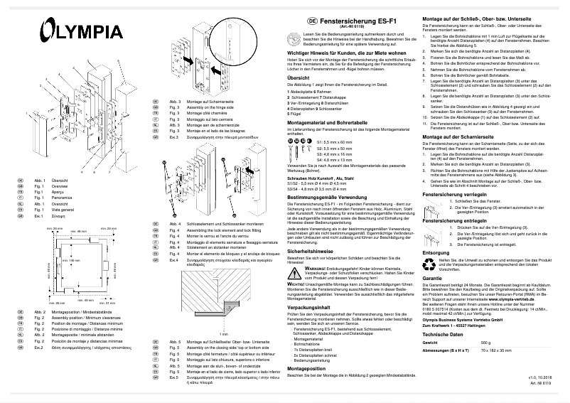 Page n°1 - Manuel utilisateur Olympia ES-F1