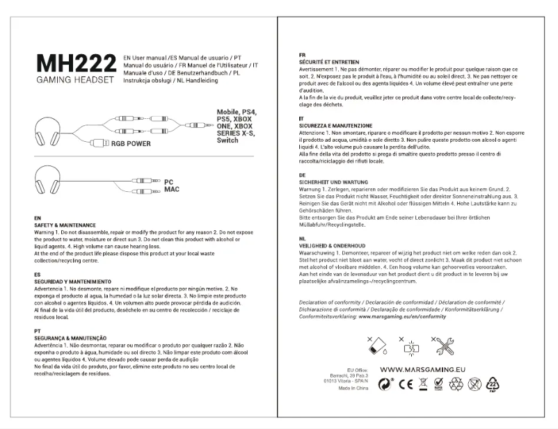 Imagen de la primera página del manual del dispositivo MH222