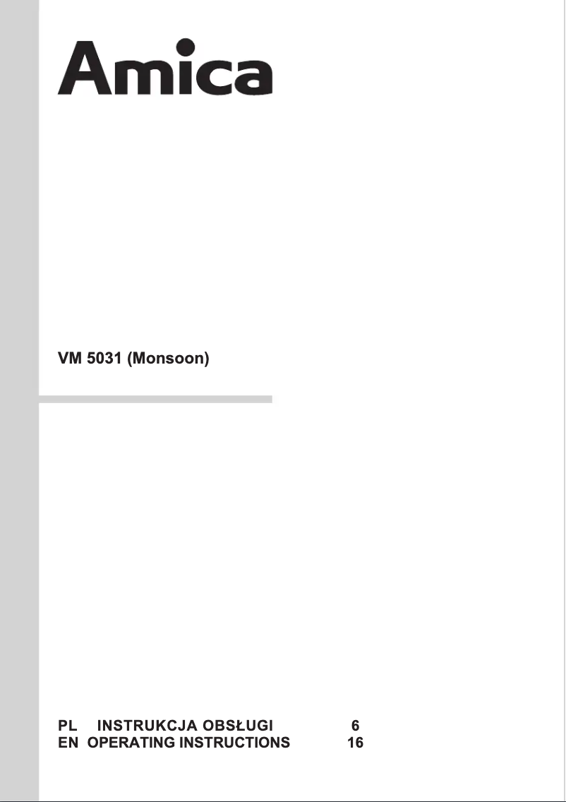 Image de la première page du manuel de l'appareil Monsoon VM 5031