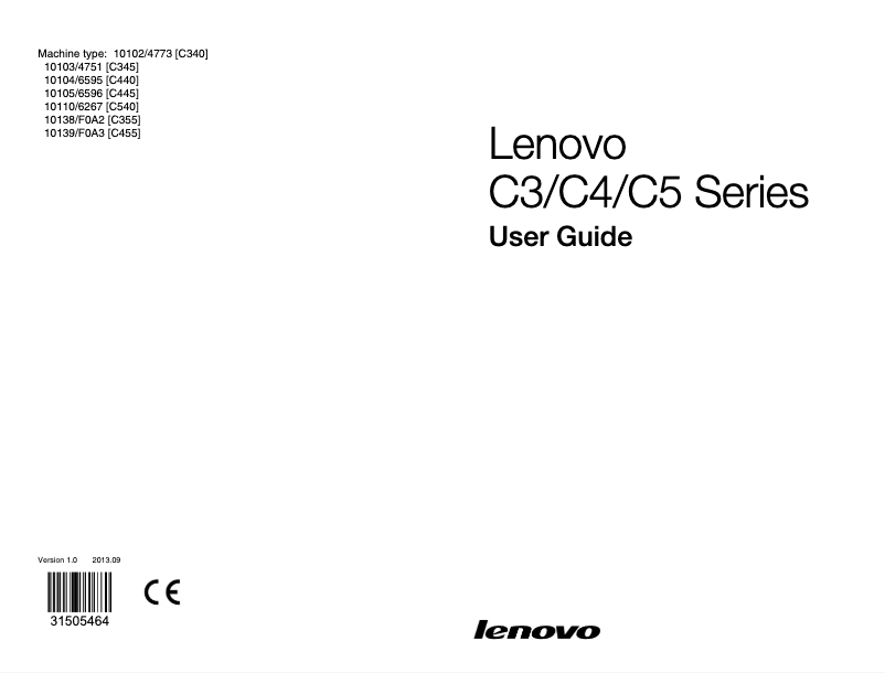 Page 1 de la notice Manuel utilisateur Lenovo IdeaCentre C355