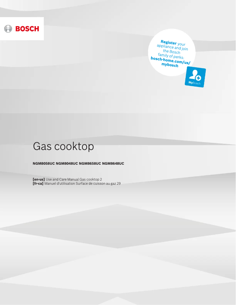 Page 1 de la notice Manuel d'utilisation et d'entretien Bosch NGM8058UC