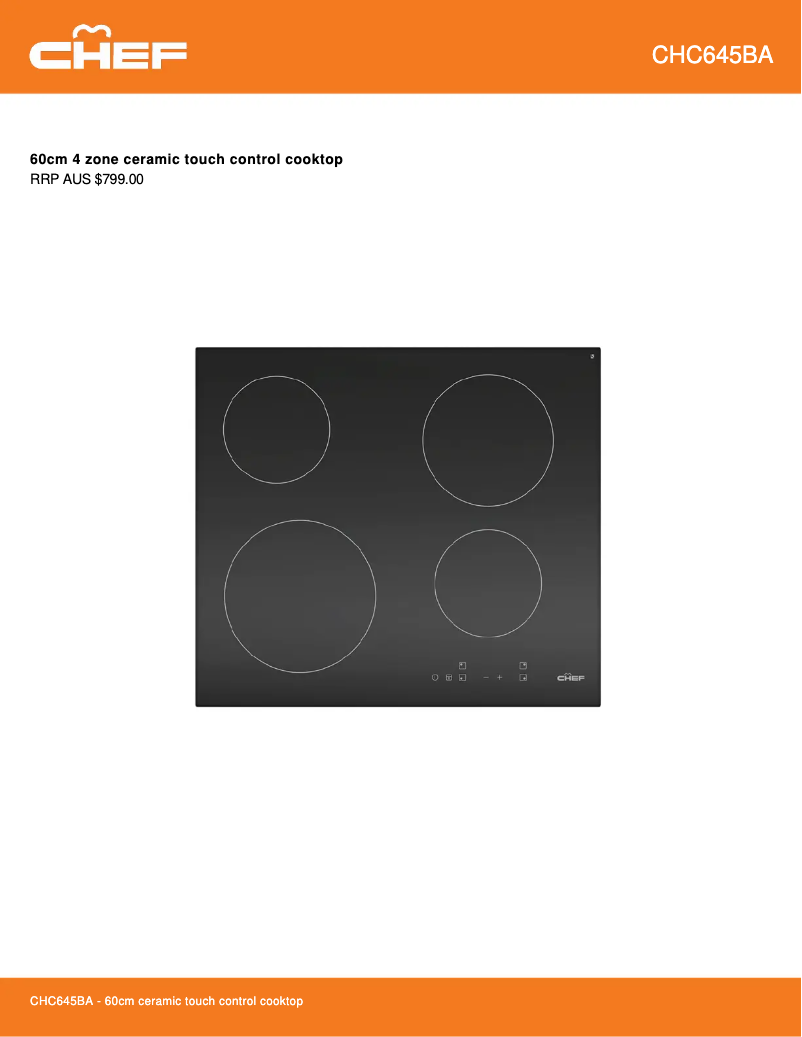 Página 1 del manual Ficha técnica Chef CHC645BA