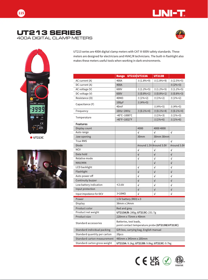 Page n°1 - Manuel utilisateur Uni-T UT213C