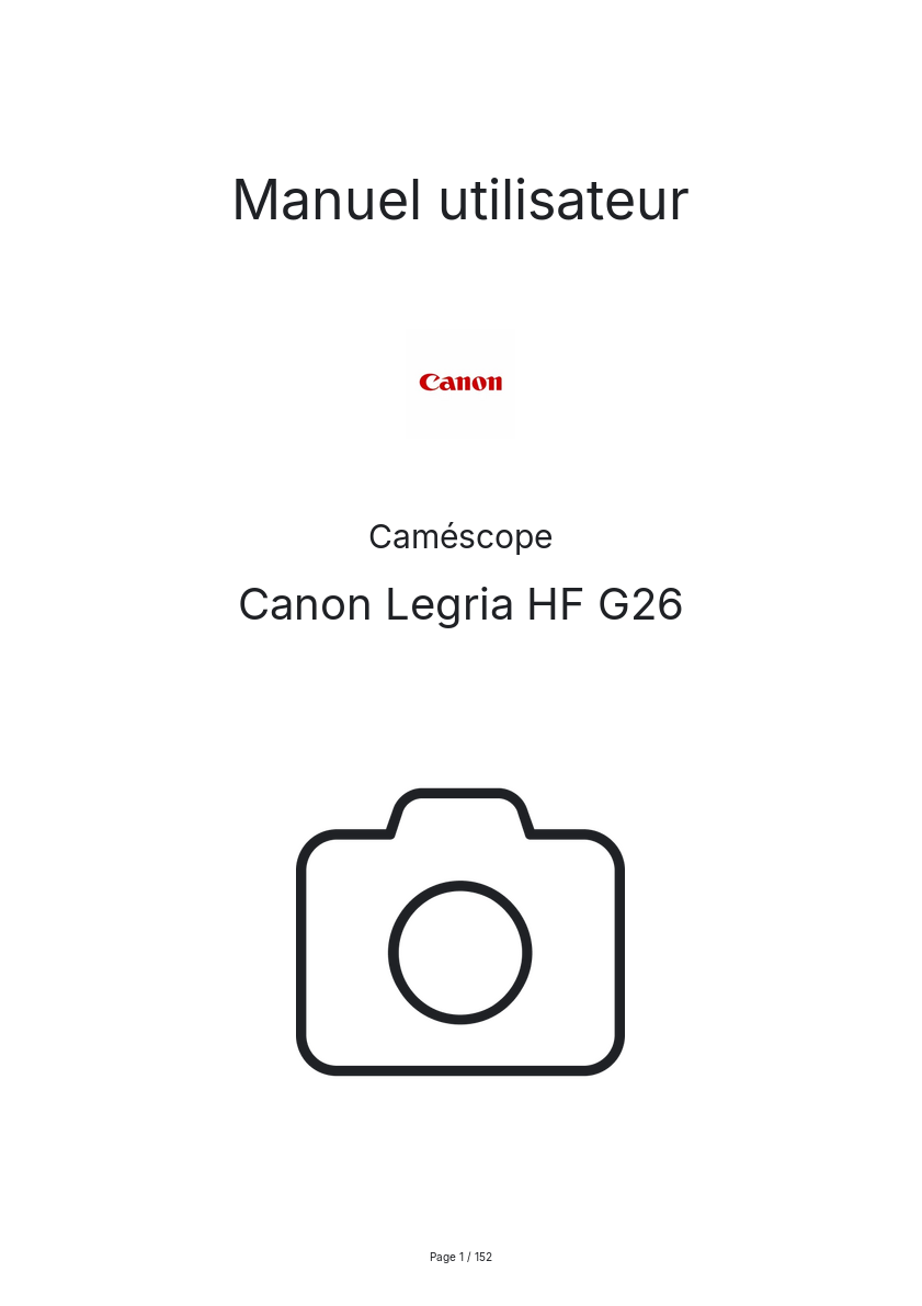 Page 1 de la notice Manuel utilisateur Canon Legria HF G26
