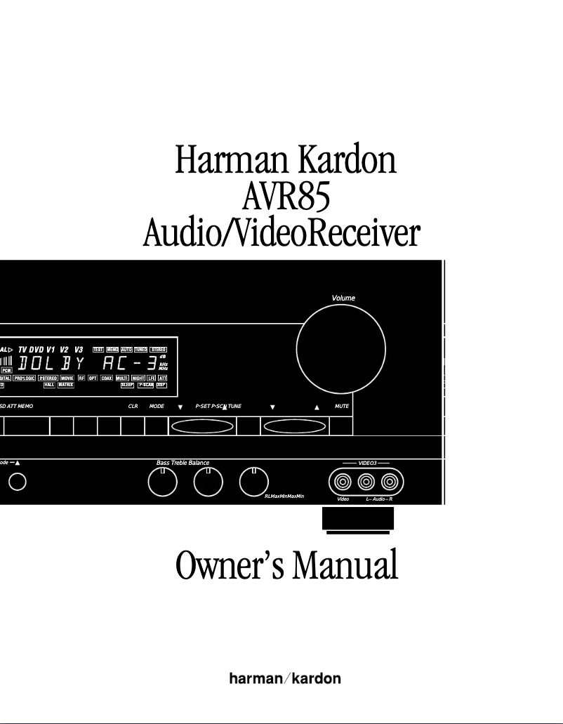 Page 1 de la notice Manuel utilisateur Harman Kardon AVR 85