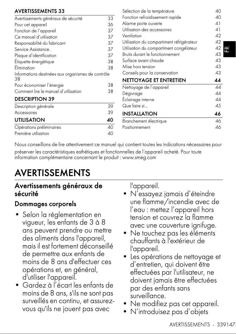 Page n°1 - Manuel utilisateur Smeg FAB28LOR5