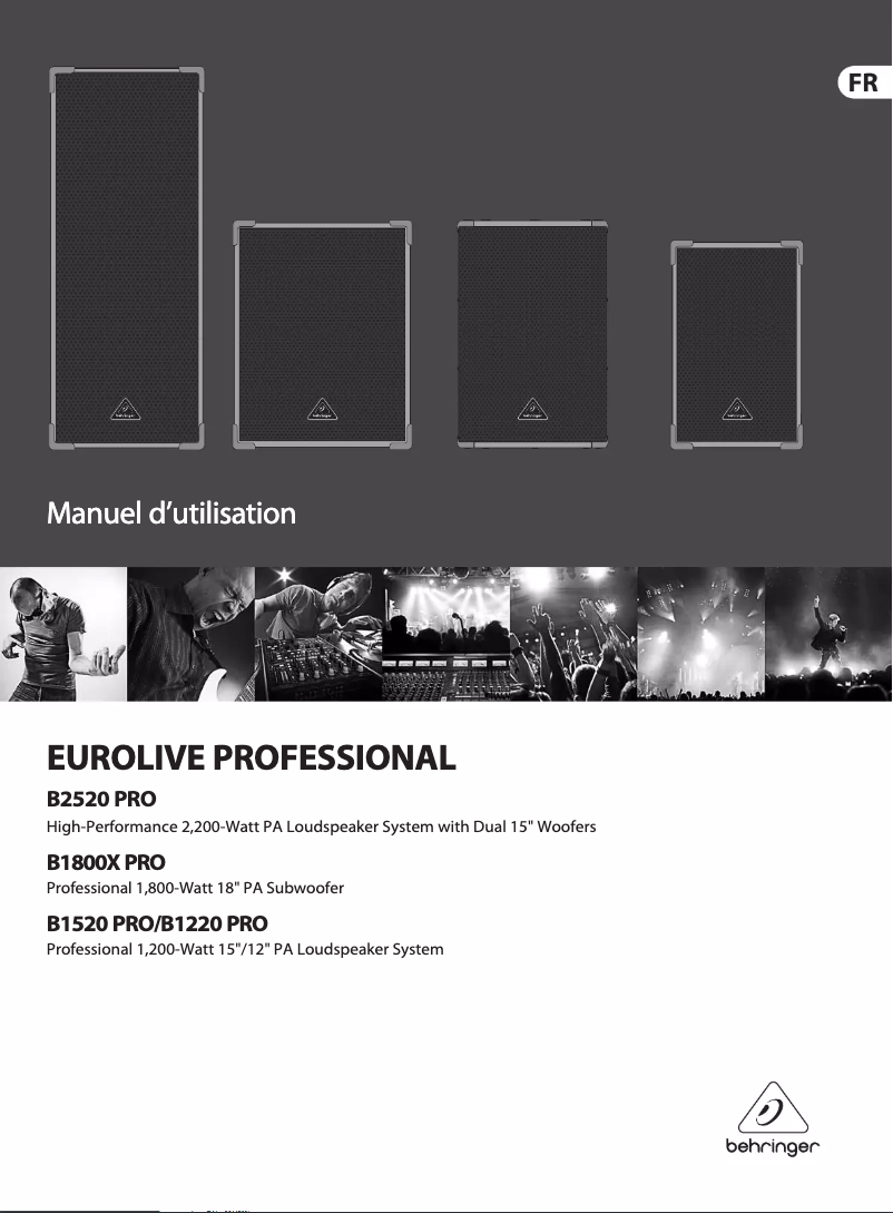 Page 1 de la notice Manuel utilisateur Behringer Eurolive Professional B1520 PRO