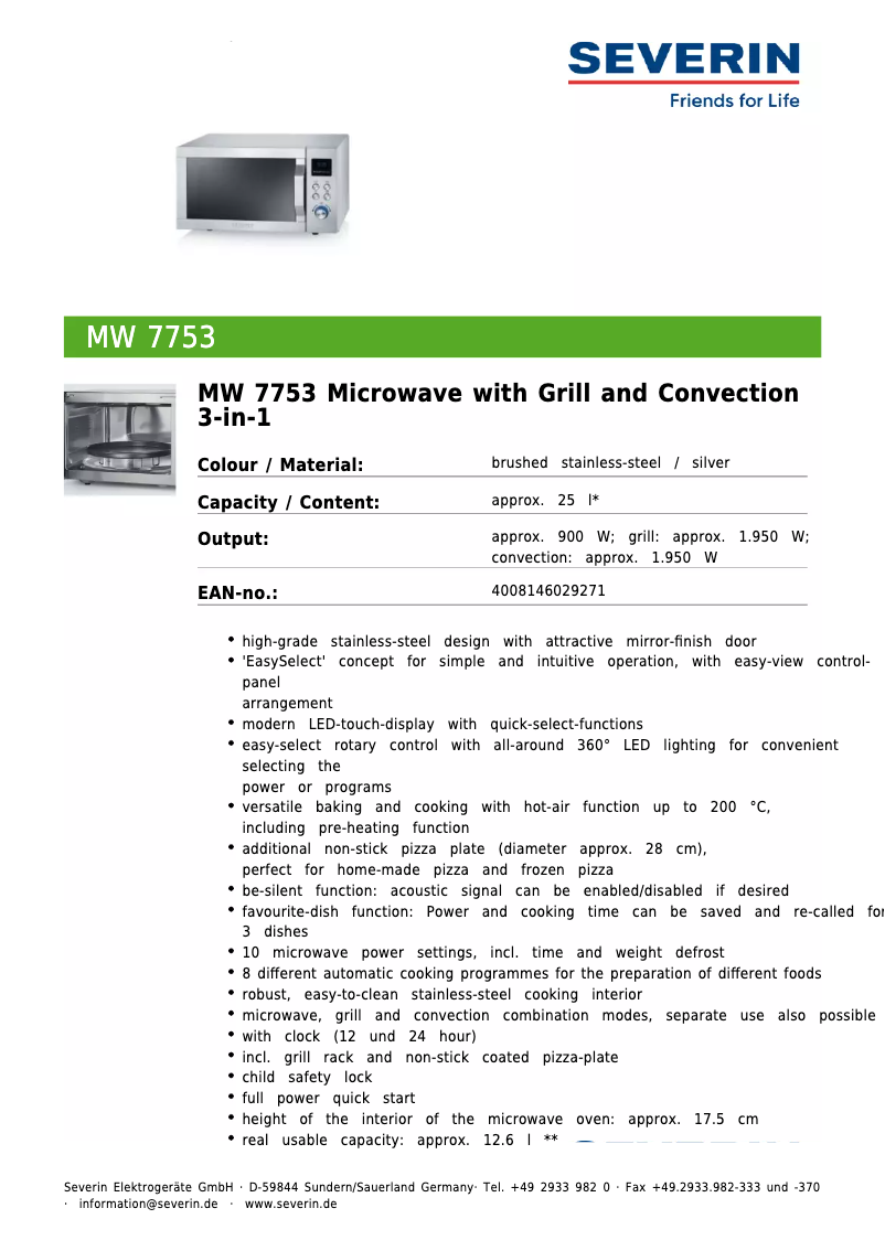 Image de la première page du manuel de l'appareil MW 7753