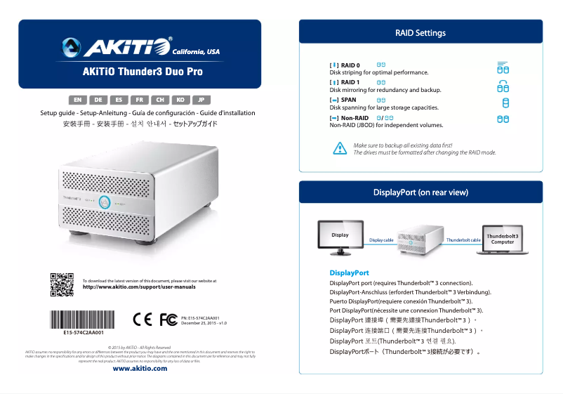 Page n°1 - Manuel utilisateur AKiTiO Thunder3 Duo Pro