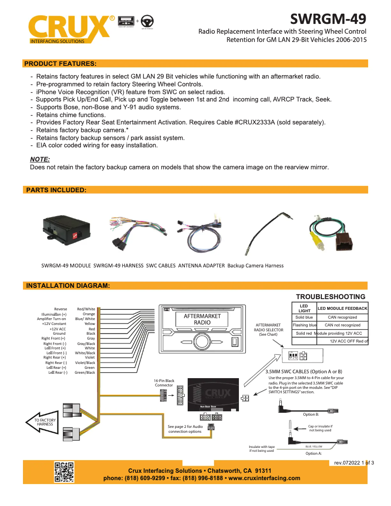 Page n°1 - Manuel utilisateur CRUX CS-GM29