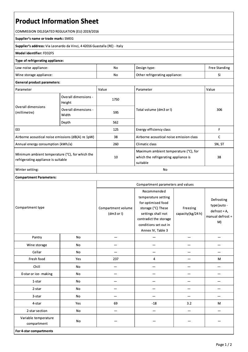 Page n°1 - Brochure Smeg FD32FS