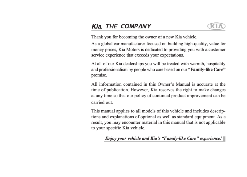 Page 1 de la notice Manuel utilisateur Kia K2500 (2013)