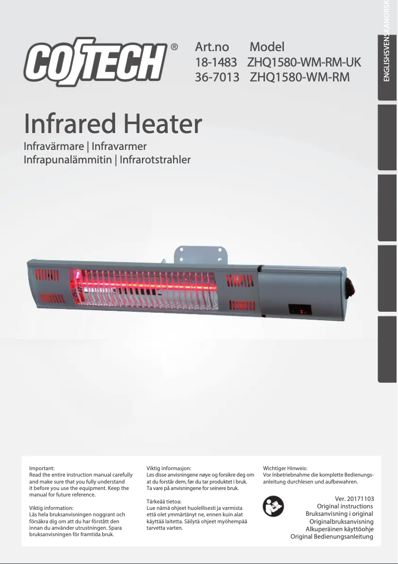 Page 1 de la notice Manuel utilisateur Cotech ZHQ1580-WM-RM